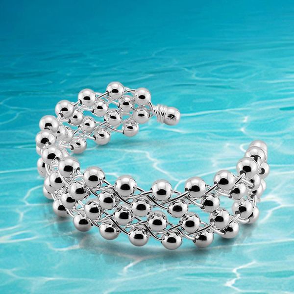 925 sterling silver hollow wide cuff bracelets & bangles for women round bead open big female bangle bracelet fashion jewelry, Black
925 sterling silver hollow wide cuff bracelets & bangles for women round bead open big female bangle bracelet fashion jewelry, Black