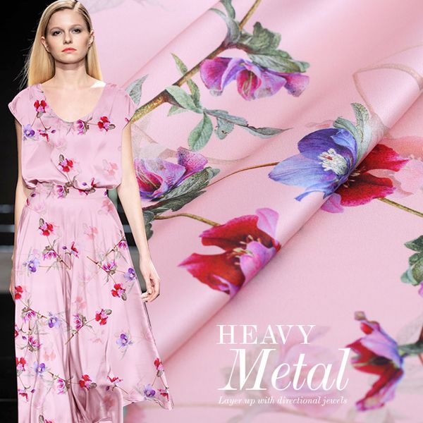 natural silk fabric flower print pink stretch satin 19mm 42'' dress material cheongsam clothing 93%silk 7%spandex, Black;white 
natural silk fabric flower print pink stretch satin 19mm 42'' dress material cheongsam clothing 93%silk 7%spandex, Black;white