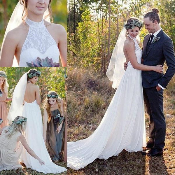 2019 halter chiffon beach wedding dresses new design selling custom court train lace backless bridal gowns vestidos de novia w906, White
2019 halter chiffon beach wedding dresses new design selling custom court train lace backless bridal gowns vestidos de novia w906, White