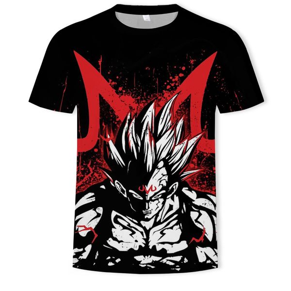 mens3d dragon ball round collar short sleeve t-shirt, White;black