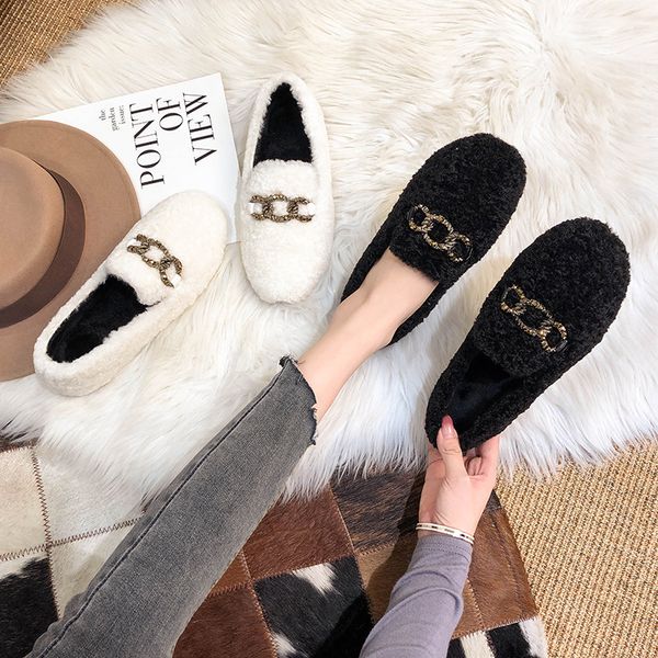 celebrities lambswool moccasins metal crystal chains cotton shoes woman round toe comfy solid flats girls winter slip on loafers, Black
celebrities lambswool moccasins metal crystal chains cotton shoes woman round toe comfy solid flats girls winter slip on loafers, Black