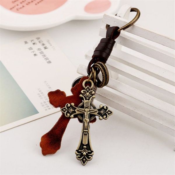 exquisite leather alloy cross key chain vintage woven men leather keychain european american punk style accessories keyring for bag, Silver
exquisite leather alloy cross key chain vintage woven men leather keychain european american punk style accessories keyring for bag, Silver