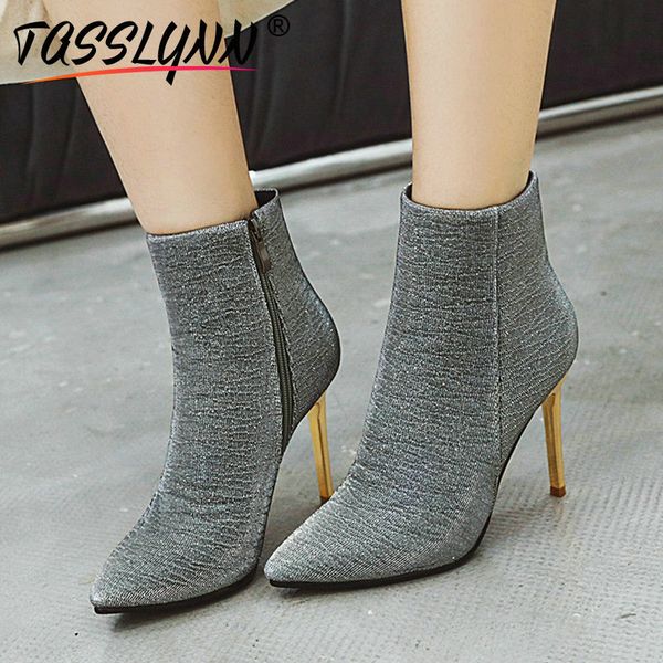 tasslynn 2019 winter boots women bling boots synthetic women woman shoes thin high heels pointed toe ankle 43, Black
tasslynn 2019 winter boots women bling boots synthetic women woman shoes thin high heels pointed toe ankle 43, Black