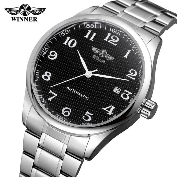 winner fashion simple black watches date display silver stainless steel business men's automatic wrist watches top, Slivery;brown
winner fashion simple black watches date display silver stainless steel business men's automatic wrist watches top, Slivery;brown