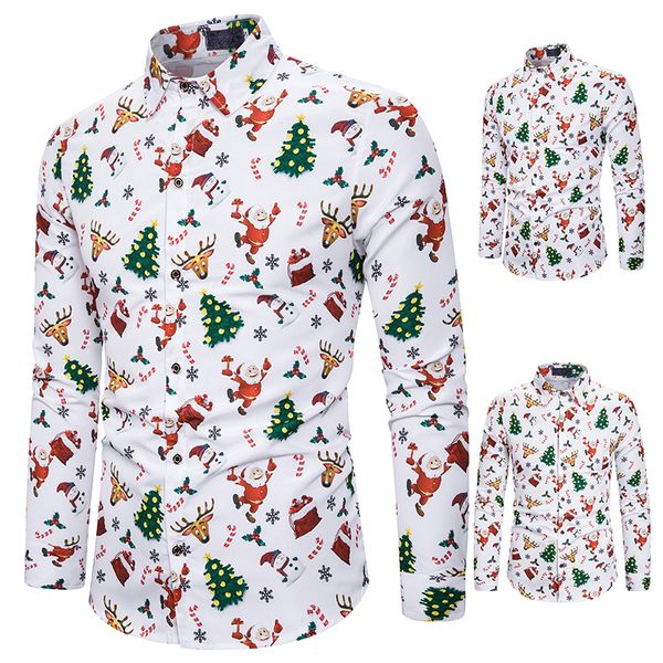 christmas shirt men funny cartoon santa claus print mens dress shirts casual slim fit xmas party blouse chemise homme top, White;black
christmas shirt men funny cartoon santa claus print mens dress shirts casual slim fit xmas party blouse chemise homme top, White;black