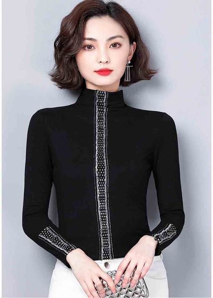 2019 autumn and winter new high-necked shirt women's super soft feel high-end fashion foreign style rhinestone bottoming shirt shirt, Black
2019 autumn and winter new high-necked shirt women's super soft feel high-end fashion foreign style rhinestone bottoming shirt shirt, Black