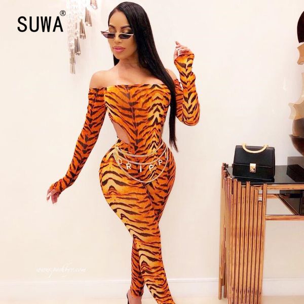 leopard print lady set slash neck hollow out and skinny pants 2 piece set club outfit, White
leopard print lady set slash neck hollow out and skinny pants 2 piece set club outfit, White