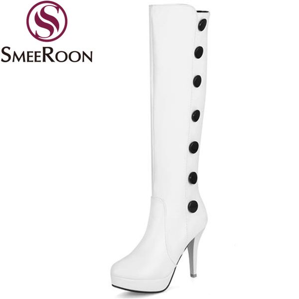 smeeroon knee high boots woman buttons unique thin high heels ladies boots platform side zipper women shoes simple winter, Black
smeeroon knee high boots woman buttons unique thin high heels ladies boots platform side zipper women shoes simple winter, Black