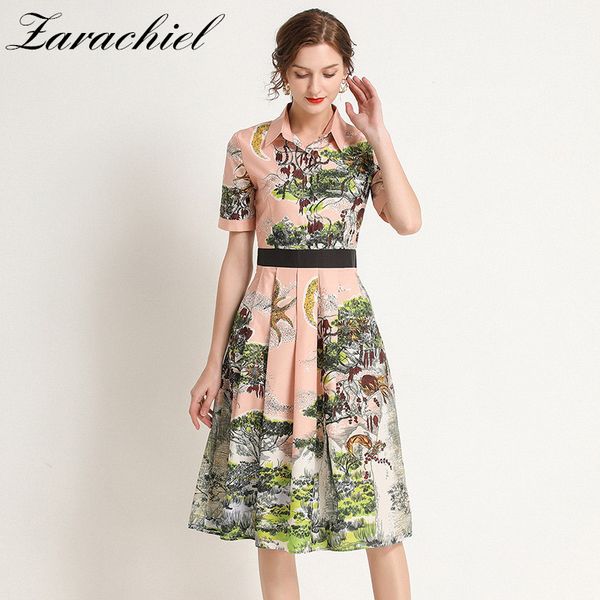fashion designer short sleeve lapel shirt dress 2020 summer tropical jungle print show thin high waist female party midi dress, Black;gray
fashion designer short sleeve lapel shirt dress 2020 summer tropical jungle print show thin high waist female party midi dress, Black;gray