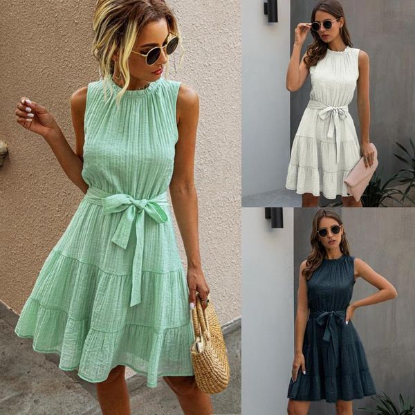 casual dresses summer women o-neck solid sleeveless sashes midi dress fashion loose draped elegant female white princess, Black;gray
casual dresses summer women o-neck solid sleeveless sashes midi dress fashion loose draped elegant female white princess, Black;gray