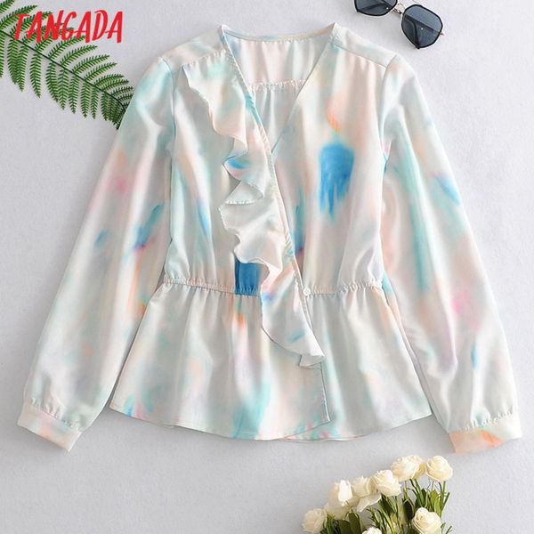 tangada women ruffle print shirts long sleeve v-neck 2020 new arrival female casual blouses 3w119, White
tangada women ruffle print shirts long sleeve v-neck 2020 new arrival female casual blouses 3w119, White