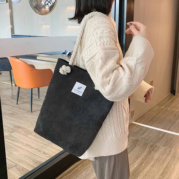 

large capacity shoulder bag corduroy college style shoulder packet girls canvas bag women handbag green shopping bags tote #yj