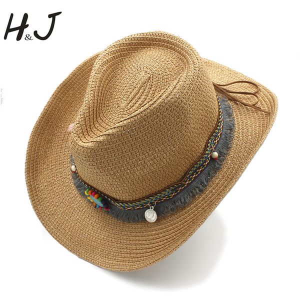women men summer straw western cowboy hat with roll up wide brim jazz hat dad tassel sombrero beach sun hat, Blue;gray
women men summer straw western cowboy hat with roll up wide brim jazz hat dad tassel sombrero beach sun hat, Blue;gray