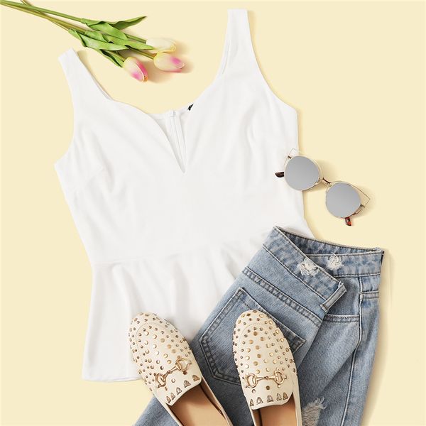 ladies tank tank zip back sweetheart neck peplum women summer slim fitted solid 2019 elegant high street vests, White
ladies tank tank zip back sweetheart neck peplum women summer slim fitted solid 2019 elegant high street vests, White