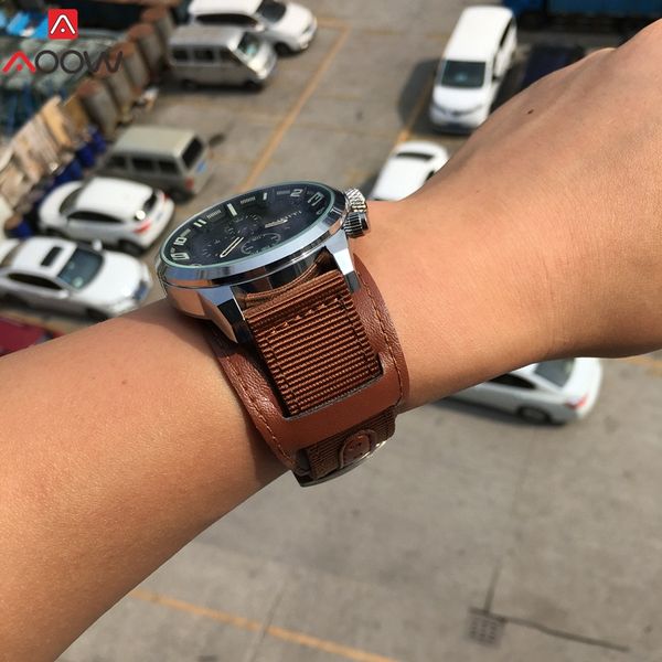aoow nylon watchband genuine leather strap 18mm 20mm 22mm 24mm stainless steel watch accessories for men woman watch band, Black;brown
aoow nylon watchband genuine leather strap 18mm 20mm 22mm 24mm stainless steel watch accessories for men woman watch band, Black;brown