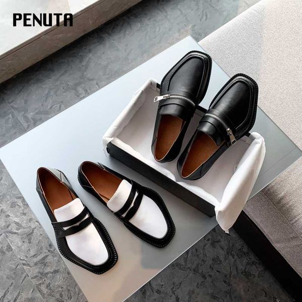 2020 penuta italian genuine leather women brogue shoes square toe zipper decoration loafers shoes breathable woman f0015, Black
2020 penuta italian genuine leather women brogue shoes square toe zipper decoration loafers shoes breathable woman f0015, Black