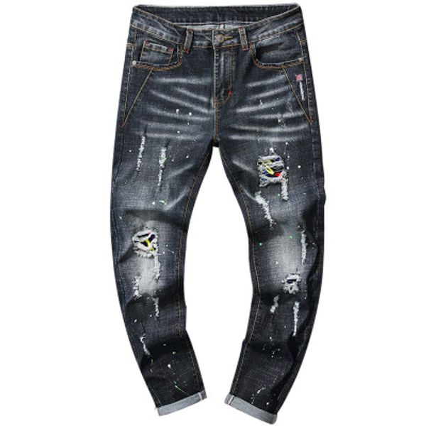 mens casual straight hole jeans retro slim skinny jeans fashion ripped men hip hop black denim pants, Blue
mens casual straight hole jeans retro slim skinny jeans fashion ripped men hip hop black denim pants, Blue