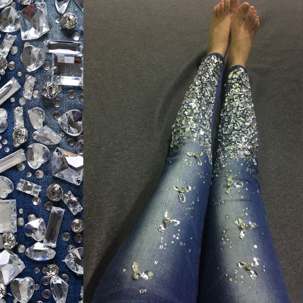 hand-inlaid drill with water drill nail bead heavy industry large size fat jeans women's tight elastic trousers european station, Blue
hand-inlaid drill with water drill nail bead heavy industry large size fat jeans women's tight elastic trousers european station, Blue