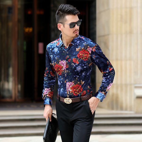 men's casual shirts mens gold velvet autumn male floral printed long sleeve printing dress, White;black
men's casual shirts mens gold velvet autumn male floral printed long sleeve printing dress, White;black