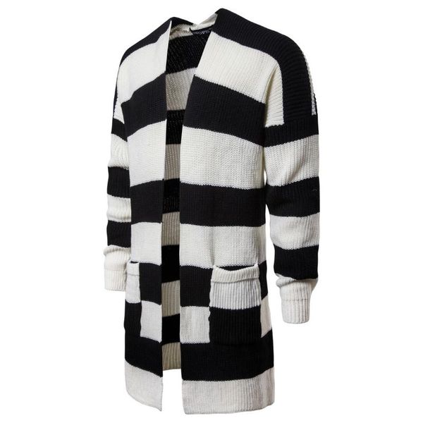 men's casual knitted wool jacket striped perfect quality cotton pocket long jumper coat fashion male long sleeve sweaters, White;black
men's casual knitted wool jacket striped perfect quality cotton pocket long jumper coat fashion male long sleeve sweaters, White;black
