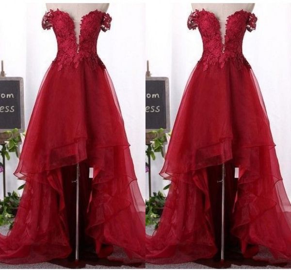 dark red organza ruffles high low dress prom dresses 2019 off the shoulder with sleeves lace applique formal evening gowns party homecoming, Black
dark red organza ruffles high low dress prom dresses 2019 off the shoulder with sleeves lace applique formal evening gowns party homecoming, Black