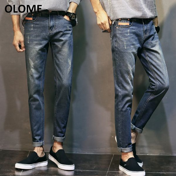 2019 fall/winter new men's jeans korean slim leggings youth fashion casual men's perforated pants distressed jeans, Blue
2019 fall/winter new men's jeans korean slim leggings youth fashion casual men's perforated pants distressed jeans, Blue