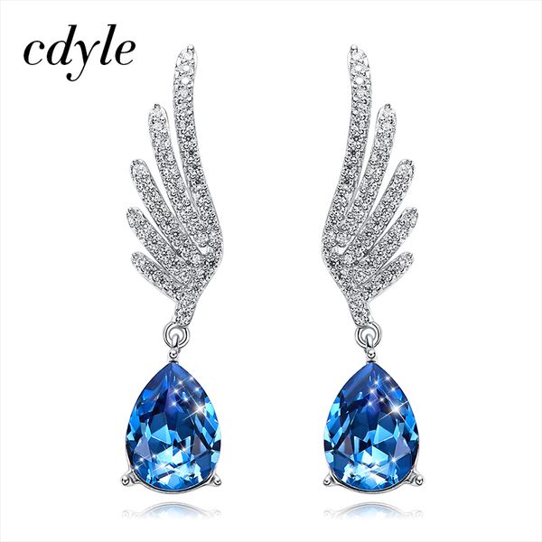 cdyle silver 925 fine jewelry angel wing dangle earrings with blue angel teardrop crystal for bridal wedding ear accessories
cdyle silver 925 fine jewelry angel wing dangle earrings with blue angel teardrop crystal for bridal wedding ear accessories