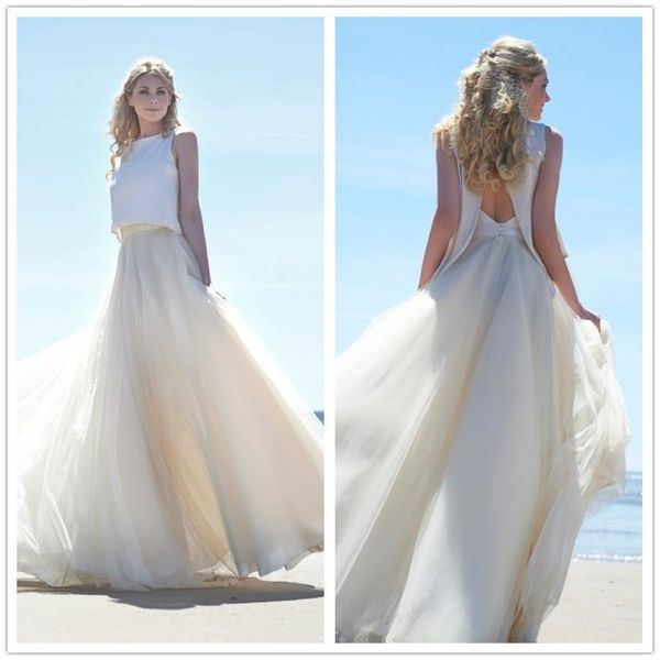 2020 two pieces beach wedding dresses jewel neck sleeveless floor length vintage wedding gowns hollow back bridal gowns, White
2020 two pieces beach wedding dresses jewel neck sleeveless floor length vintage wedding gowns hollow back bridal gowns, White