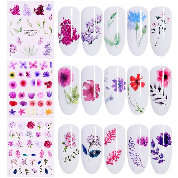 Nail Water Decals Transfer Sticker Cactus Butterfly Flower Mixed Pattern Nail Accessories Summer Theme Art Decorations