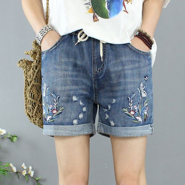 women denim shorts 2020 summer ripped female plus size vintage floral embroidery jeans short feminino jeans mujer, Blue
women denim shorts 2020 summer ripped female plus size vintage floral embroidery jeans short feminino jeans mujer, Blue