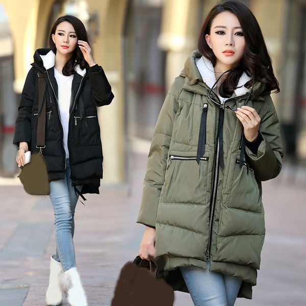 2019 winter women hooded coat outwear female warm thick long parka coat long sleeve plus size cotton padded, Black
2019 winter women hooded coat outwear female warm thick long parka coat long sleeve plus size cotton padded, Black