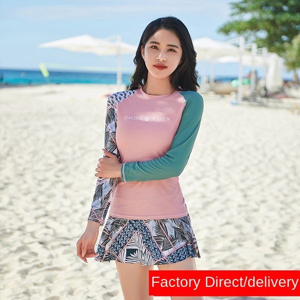2020 women's conservative belly-covering slim split body skirt swimsuit skirt long-sleeved sunscreen ins spring swimsuit, White;black
2020 women's conservative belly-covering slim split body skirt swimsuit skirt long-sleeved sunscreen ins spring swimsuit, White;black