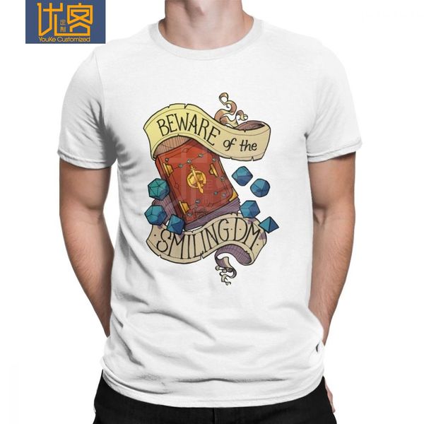 dungeons and dragons dnd dice dnd dice t shirts men beware of the smiling dungeon master t-shirts o neck cotton tees 4x 5x, White;black
