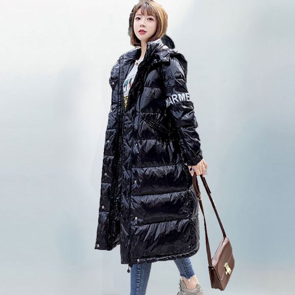 2019 new winter glossy jacket women long sleeve zipper letter printed down jacket female hooded padded waterproof warm snow coat, Black
2019 new winter glossy jacket women long sleeve zipper letter printed down jacket female hooded padded waterproof warm snow coat, Black