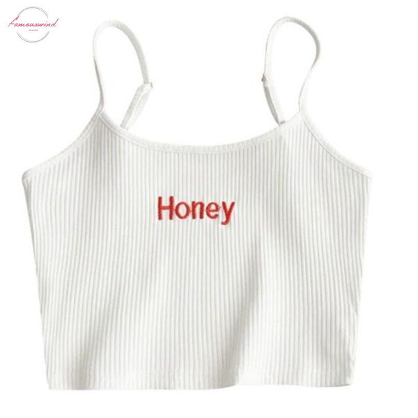 women spaghetti strap crop ribbed knit stretch camisole honey letters embroidery mini vest festival party clubwear xs s, White
women spaghetti strap crop ribbed knit stretch camisole honey letters embroidery mini vest festival party clubwear xs s, White
