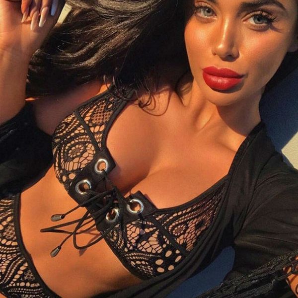 women's lace-up hollow split bikini high waist bikini swimsuit belly slim women's black swimsuit with bare back, White;black
women's lace-up hollow split bikini high waist bikini swimsuit belly slim women's black swimsuit with bare back, White;black