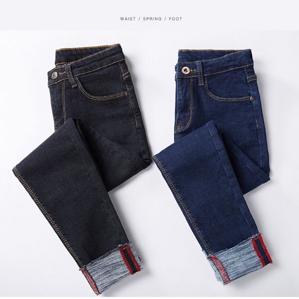 winter new korean fashion women's pants ankle-length high waist slim with velvet jeans 2019 new tight-fitting wild casual pants, Blue
winter new korean fashion women's pants ankle-length high waist slim with velvet jeans 2019 new tight-fitting wild casual pants, Blue