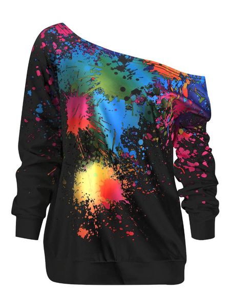 women spring fall long sleeve casual sweatshirt paint splatter skew neck sweatshirt female pullover loose streetwear hoodie, Black
women spring fall long sleeve casual sweatshirt paint splatter skew neck sweatshirt female pullover loose streetwear hoodie, Black