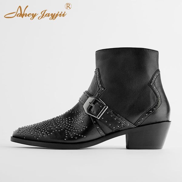 black boots ladies black solid ankle pointed toe buckle winter square high heels mature simple large size nancyjayjii 2019
black boots ladies black solid ankle pointed toe buckle winter square high heels mature simple large size nancyjayjii 2019
