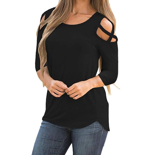 women blouses summer 2019 three quarter sleeve crisscross strappy cold shoulder tee shirt blouses bandage, White
women blouses summer 2019 three quarter sleeve crisscross strappy cold shoulder tee shirt blouses bandage, White