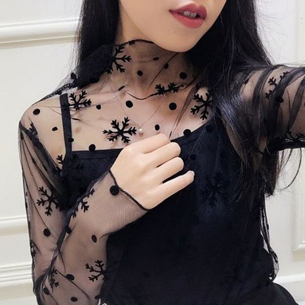 women lace blouses shirt women mesh blouses see-through long sleeve black flower dot star striped shirt blouse dd8092, White
women lace blouses shirt women mesh blouses see-through long sleeve black flower dot star striped shirt blouse dd8092, White