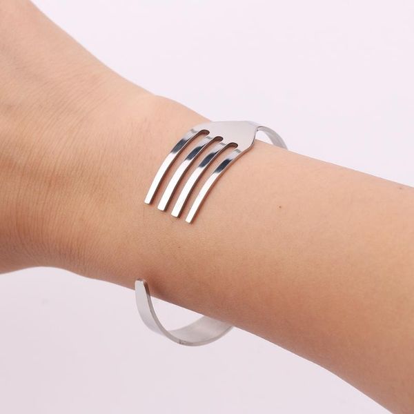 fashion fork shape bracelet 4 colors stainless steel cuff fork spoon bracelets creative design hip hop adjustable opening bangle, White
fashion fork shape bracelet 4 colors stainless steel cuff fork spoon bracelets creative design hip hop adjustable opening bangle, White