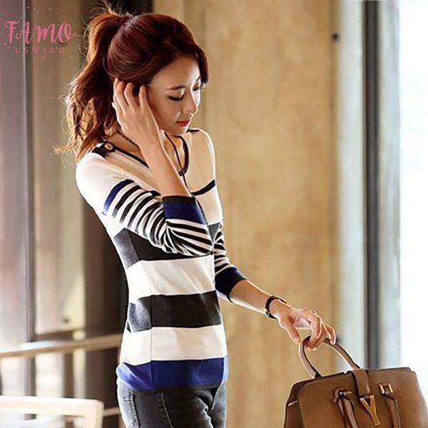 stripe print autumn women bottoming t shirt o neck long sleeve t shirt slim fit warm winter spring striped basic t shirts, White
stripe print autumn women bottoming t shirt o neck long sleeve t shirt slim fit warm winter spring striped basic t shirts, White
