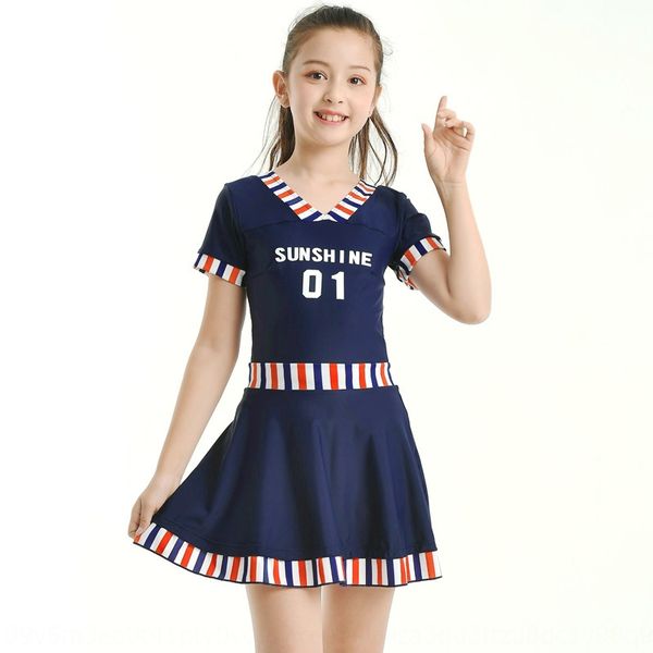 2020 children's one-piece boxer pants swimsuit swimsuitsports offset letter boxer pants skirt girl's big girl's swimsuit, White;black