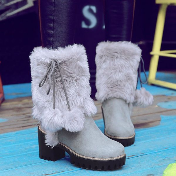 women's warm fur plush snow boots square root thick high heel ankle boots large size platform mid-calf student shoes woman boot, Black
women's warm fur plush snow boots square root thick high heel ankle boots large size platform mid-calf student shoes woman boot, Black