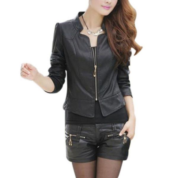 pu leather motorcycle zipper outcoat autumn winter women outwear long sleeve girls slim biker, Black
pu leather motorcycle zipper outcoat autumn winter women outwear long sleeve girls slim biker, Black
