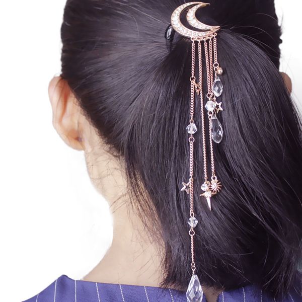 golden silvery crystal moon tassels long women fashion charming hair clip hair accessories
golden silvery crystal moon tassels long women fashion charming hair clip hair accessories