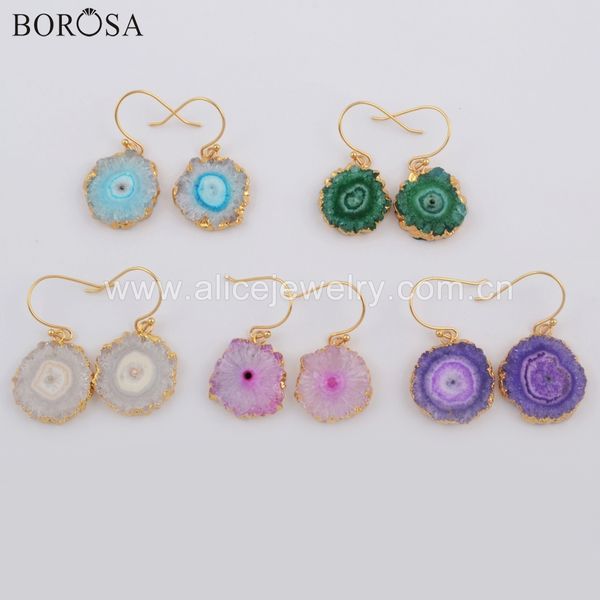 borosa 5pairs fashion colorful gold electroplated natural solar quartz druzy titanium rainbow drop dangle earrings jewelry g1739, Silver 
borosa 5pairs fashion colorful gold electroplated natural solar quartz druzy titanium rainbow drop dangle earrings jewelry g1739, Silver