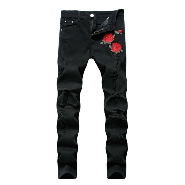 2018 italian luxury rose embroidered jeans new designer men jeans famous brand slim fit mens printed jeans biker denim designer, Blue
2018 italian luxury rose embroidered jeans new designer men jeans famous brand slim fit mens printed jeans biker denim designer, Blue