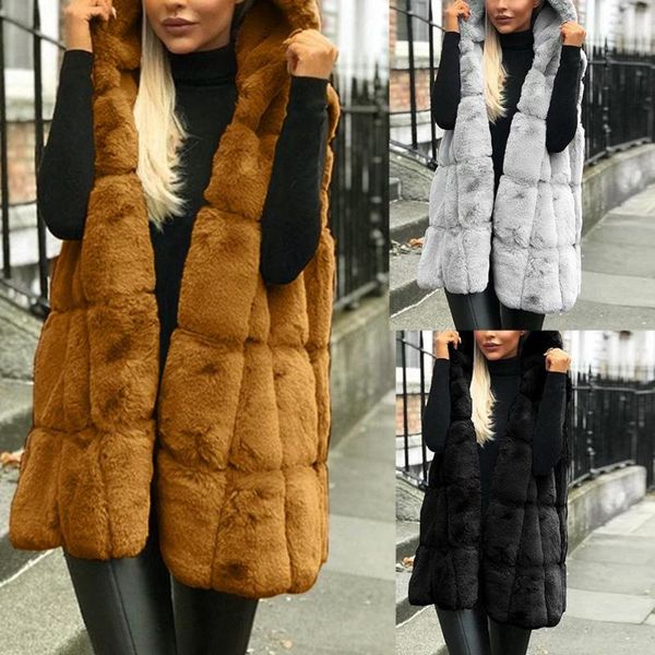 winter thicken faux fur vest jacket casual women solid color hooded waistcoat, Black;white
winter thicken faux fur vest jacket casual women solid color hooded waistcoat, Black;white